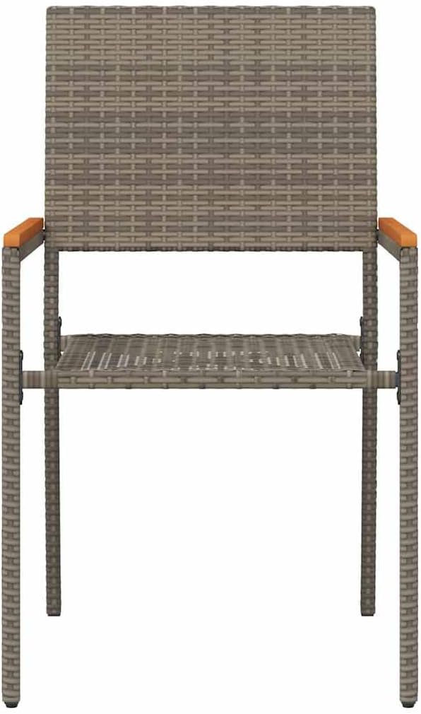 vidaXL Garden chairs 4 pcs Grey, Brown PE reed, Solid acacia wood - QUORE