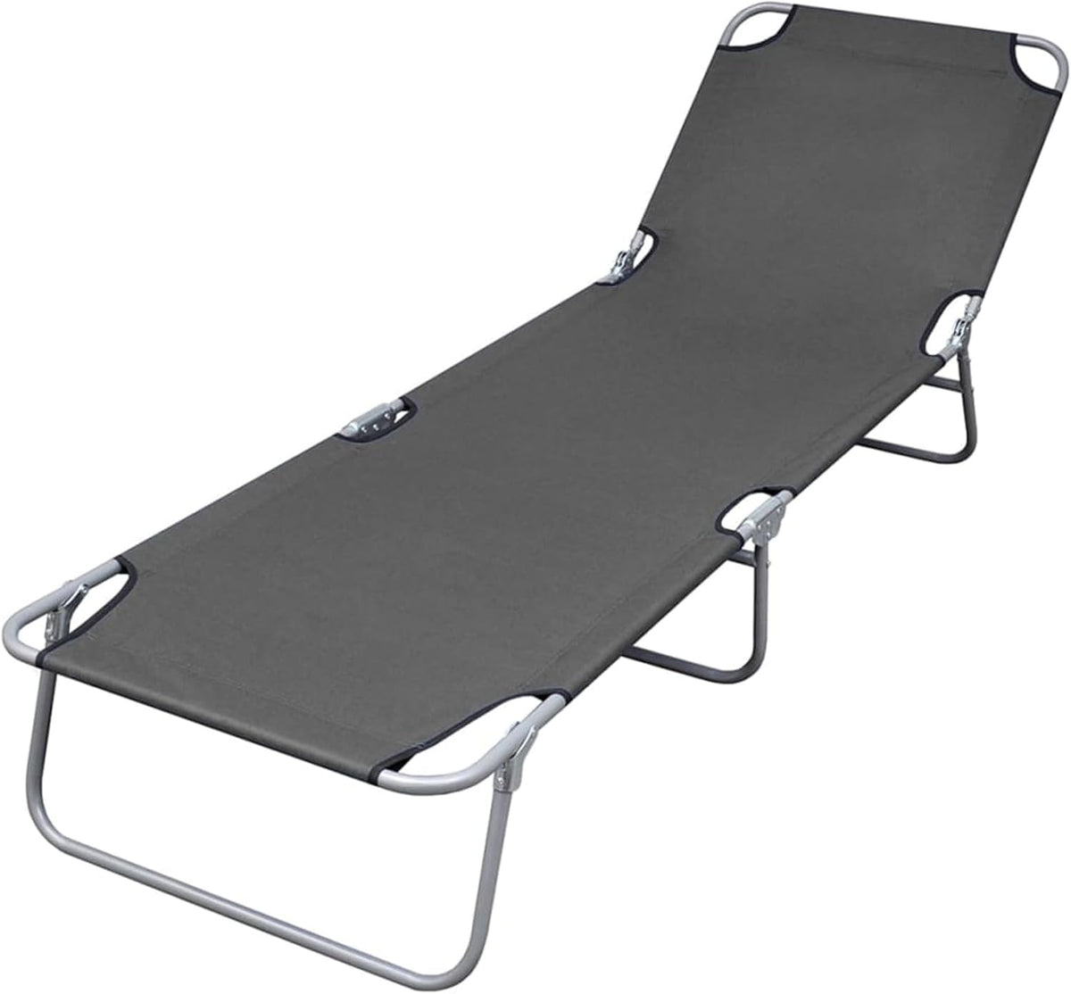 Gecheer Foldable Sun Lounger with Adjustable Backrest, Grey, Tilting Lounger for Garden, Outdoor, Beach Lounger, Relax Lounger, for Camping, Balcony, Swimming Pool - QUORE