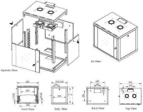 DIGITUS Netwerkkast - 19 inch rack - 7HE - Wandmontage - 450 mm diep - Draagvermogen 100 kg - Unique Serie - Grijs