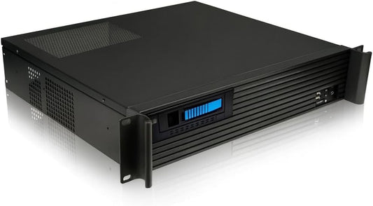 2U behuizing zwart – 19 inch rackbehuizing – Serverbehuizing – Desktopbehuizing – HTPC behuizing – Geschikt voor Micro ATX en Mini ITX – 400 mm diep, 1,0 mm staal met aluminium frontpaneel