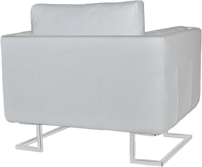 Living room armchair, cockette chair with white chrome faux leather legs, lounge chair, armchair, recliner chair, recliner bedroom j
