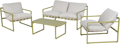 Grand patio Tuinmeubelen, set van 4, balkonmeubelset voor 4 personen met kussens, loungemeubels, voor buiten, met tuinbank, 2 stoelen, tafel, terrasmeubel, zitgroep, loungemeubels voor tuin, buiten