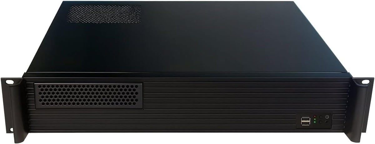 2U behuizing zwart – 19 inch rackbehuizing – Serverbehuizing – Desktopbehuizing – HTPC behuizing – Geschikt voor Micro ATX en Mini ITX – 400 mm diep, 1,0 mm staal met aluminium frontpaneel