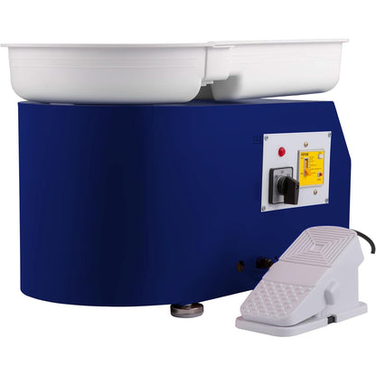VEVOR Pottenbakkerswiel, 35 cm, 450 W, blauw, elektrisch, met pedaal, mini-aardewerkwiel met afneembare bak, draaiplateau, gereedschap voor keramiek, klei, doe-het-zelf maken