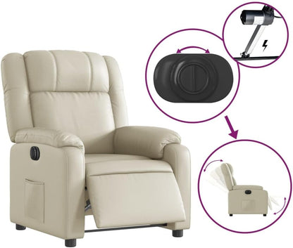 vidaXL Armchair electrically adjustable faux leather cream coloured, armchair, armchair, lazy chair, relax chair, reclining chair, armchair, tv chair