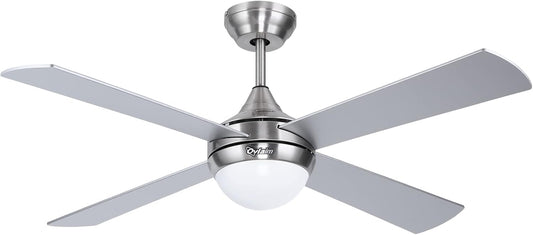Ovlaim 122cm Moderne plafondventilator met LED-verlichting (3 kleuren) en afstandsbediening (6 snelheden), energiezuinige DC-motor superstil, geschikt voor zomer & winter (ventilatie-effect) - Zilver