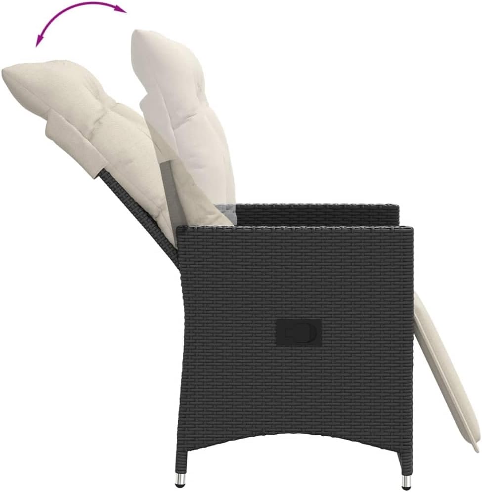 365659 Garden Armchair with Cushions Synthetic Rattan Black Outdoor Patio Balcony Chairs Garden Chairs Patio Chair - QUORE