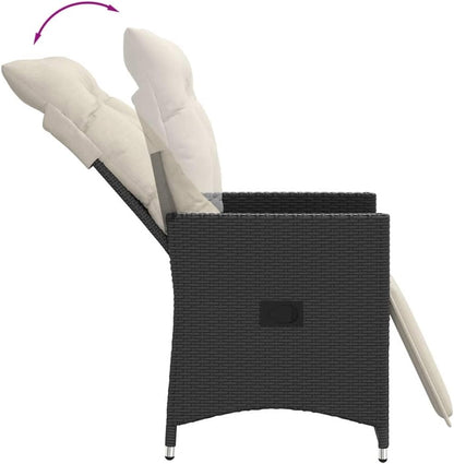 365659 Garden Armchair with Cushions Synthetic Rattan Black Outdoor Patio Balcony Chairs Garden Chairs Patio Chair - QUORE