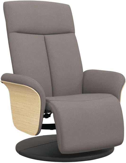 Fauteuil Verstelbaar – Relaxstoel – Draaistoel – Zithoekstoel – Comfortstoel – Verstelbare Rugleuning 105-125° – 360° Draaibaar – Taupe Stof – Met Voetensteun