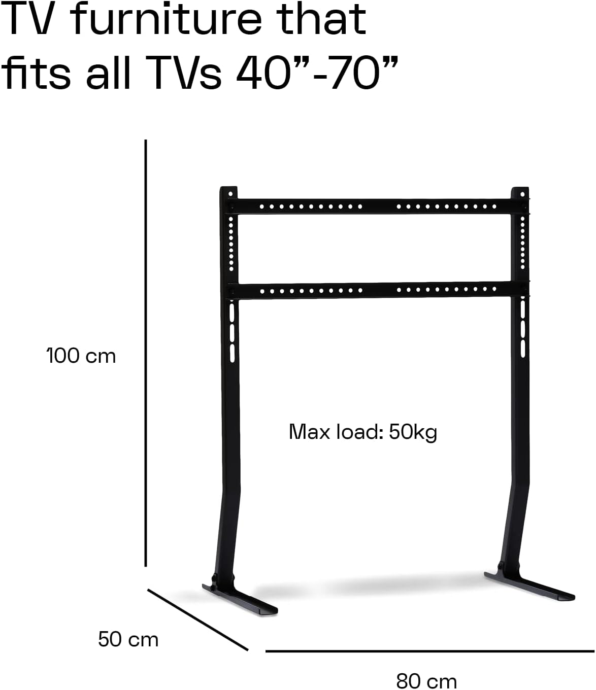 Pedestal Bendy Tall Standaard voor tv 40 tot 70 inch, hoogwaardige tv-vloerstandaard, modieuze tv-houder, staanbaar, unieke tv-poten (zwart)