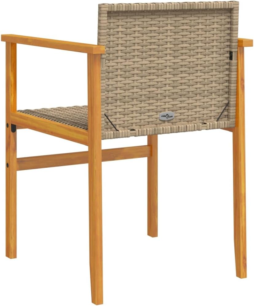 Tuinstoelen – Balkonstoelen – Tuinmeubilair – Terrasstoelen – Buitenstoelen – Set 2 Beige – Duurzaam PE-Rotan – Robuuste Stalen Frame
