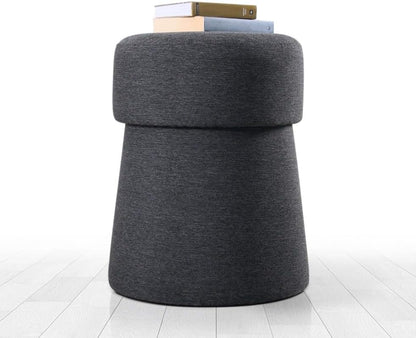 Stijlvolle poef in donkergrijs, 50 cm hoogte x 40 cm diepte, 50% katoen en 50% linnen, 6 cm orthopedische spons | PVC gecoate verborgen legs, modern bohemian design