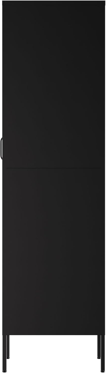 Locker Cabinet Metal 35x50x180cm / 90x50x180cm – Storage Cabinet with Adjustable Shelves, Steel Wardrobe/Wardrobe Industrial (Black, 35x50x180cm (LxWxH)) - QUORE