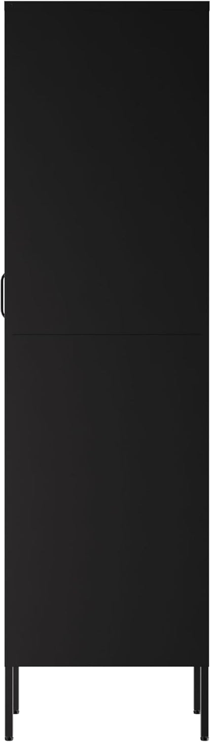 Locker Cabinet Metal 35x50x180cm / 90x50x180cm – Storage Cabinet with Adjustable Shelves, Steel Wardrobe/Wardrobe Industrial (Black, 35x50x180cm (LxWxH)) - QUORE