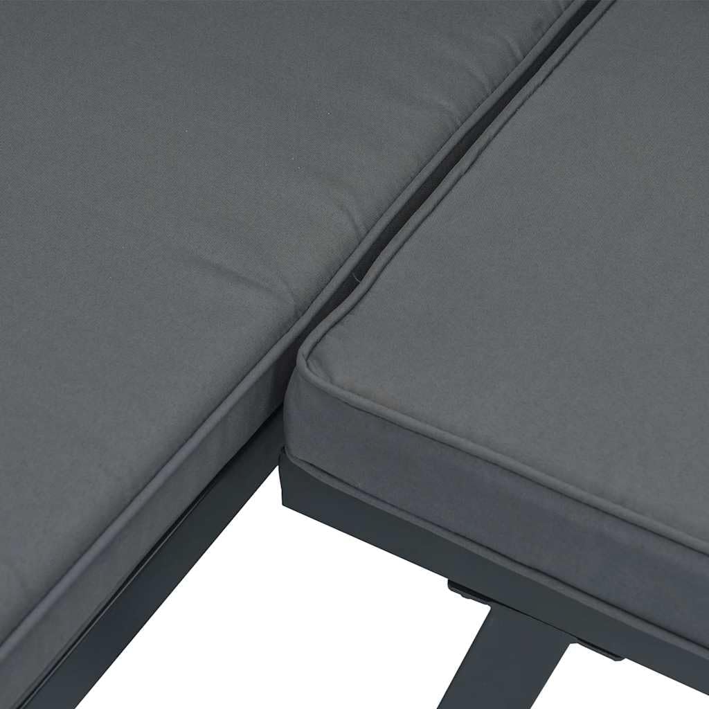 vidaXL 2-Piece Lounge Set with Cushions Aluminium Black, Garden Set, Garden Furniture, Patio Set, Garden Furniture, Lounge Sofa, Lounge Set Garden - QUORE