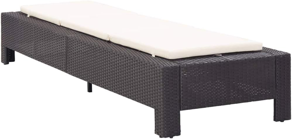 Tidyard Polyrattan sun bed black garden rattan folding rattan sun bed outdoor sun bed 220 x 75 x 35 cm - QUORE