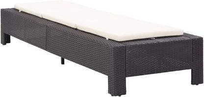 Tidyard Polyrattan sun bed black garden rattan folding rattan sun bed outdoor sun bed 220 x 75 x 35 cm - QUORE