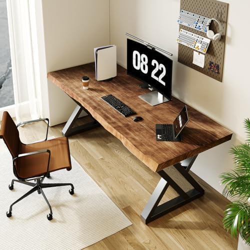 Massief houten bureau, 140 x 70 cm, thuiskantoortafel met dik werkblad, pc-werkplek en kantoormeubel, modern bureau van grenenhout, ideaal voor leren, schrijven, eten