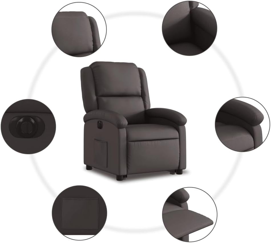 Elektrische Relaxfauteuil – Relaxstoel – Opsta-Fauteuil – TV-Stoel – Elektrische Relaxstoel – Opsta-Hulp Met Elektrische Verstelling – Echt Koeienleer Donkerbruin
