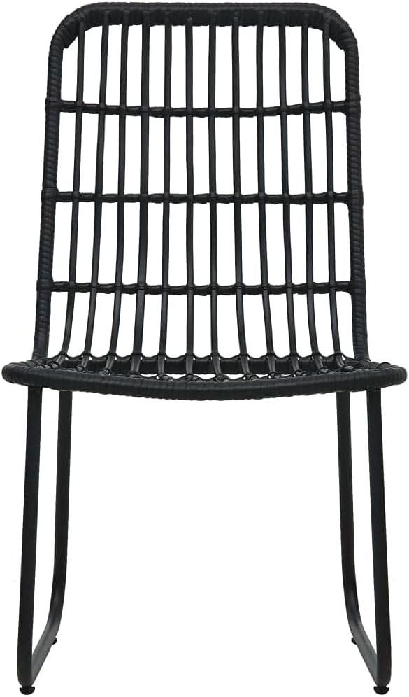 3-Piece Bistro Set Poly Rattan Black Garden Furniture Bistro Set, Sitting Set with Chairs and Table, Balcony Furniture Set Outdoor Furniture Set for Patio, Garden, Balcony-C - QUORE