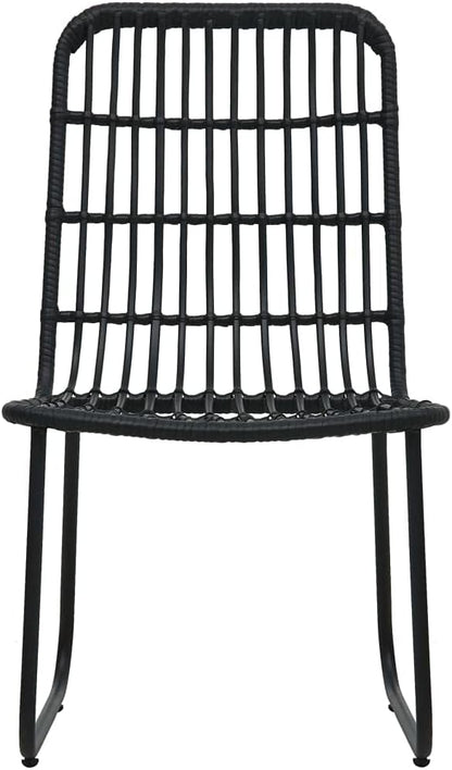 3-Piece Bistro Set Poly Rattan Black Garden Furniture Bistro Set, Sitting Set with Chairs and Table, Balcony Furniture Set Outdoor Furniture Set for Patio, Garden, Balcony-C - QUORE
