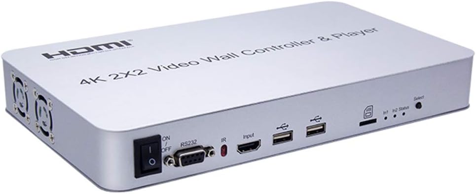 4K 2x2 KVM HDMI videowand controller speler ondersteunt SD-kaart U Disk Signaal video wall processor ondersteuning 1x1, 1x2, 1x3, 1x4, 2x2, 2x1, 3x1, 4x1