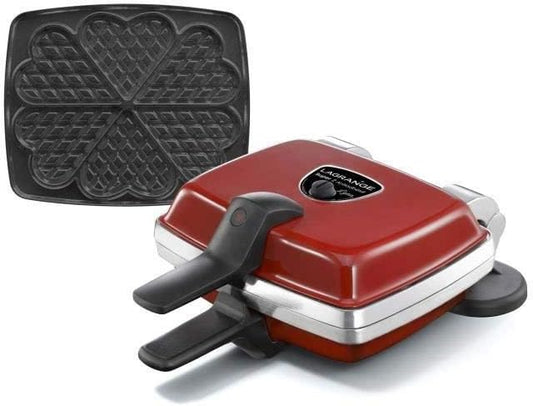 LAGRANGE Super2 wafelijzer, 1000 W, 1 set platen (makel hart), gemaakt in Frankrijk, omkeerbaar op sokkel, afneembare platen, multifunctioneel, moeiteloos reinigen, 039512