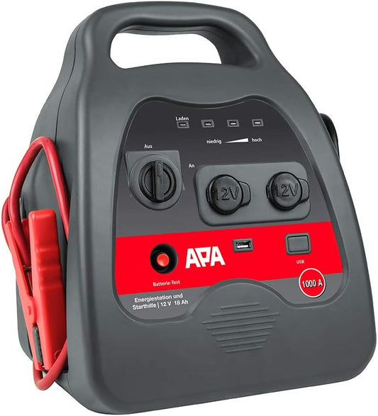 APA 16644 Power Pack Bullly Smart Starthulp, geïsoleerde pooltangen, 12 V/1000 A,Grijs