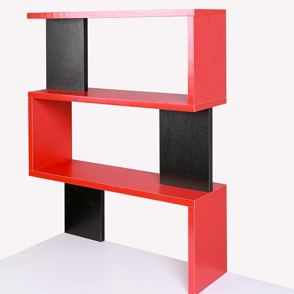 BAKAJI Bureau met dubbele boekenkast, 7 planken, werktafel, pc-computer, frame en tafelblad van MDF-hout, meubels voor thuis, kantoor, slaapkamer, modern design, 120 x 60 x 148 cm (rood)
