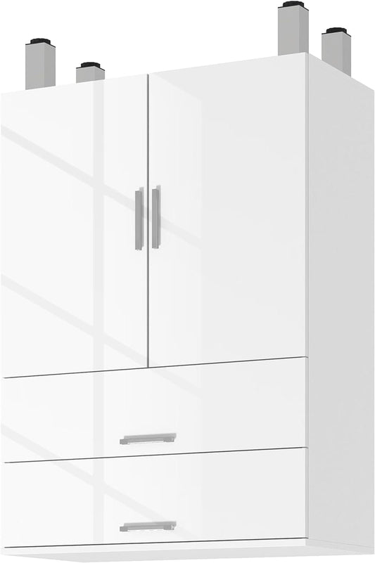 Badmeubel – Badkamerkast – Wastafelkast – Badmeubelkast – Opbergkast – Hoogglans Wit – Verstelbaar Plankje – Compact 60x30x82 cm - QUORE