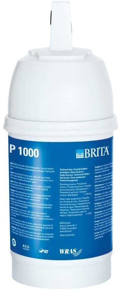 Nieuwe watergroep | ondertafel-waterfilter: BRITA filterkop, BRITA filter P1000, filterwisselindicator (Digiflow-waterklok), flexibele slang, hoekventieladapter