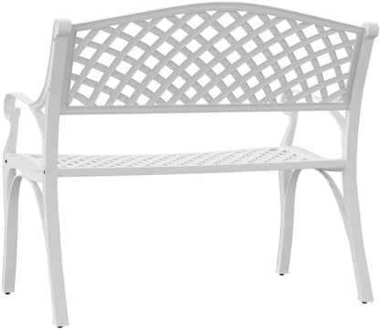 Garden bench 102 cm cast aluminium white - QUORE