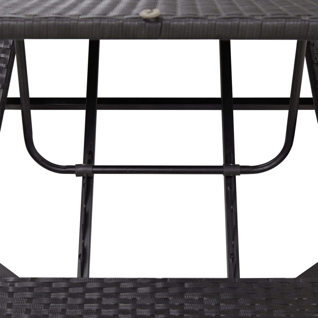 Tidyard Polyrattan sun bed black garden rattan folding rattan sun bed outdoor sun bed 220 x 75 x 35 cm - QUORE