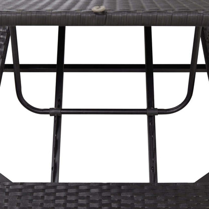 Tidyard Polyrattan sun bed black garden rattan folding rattan sun bed outdoor sun bed 220 x 75 x 35 cm - QUORE