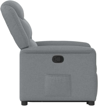 Relaxstoel Met Opstahulp – TV-Stoel – Ligstoel – Verstelbare Fauteuil – Comfortstoel – Elektrische Opstahulp – Handmatige Ligfunctie – Lichtgrijs Stof