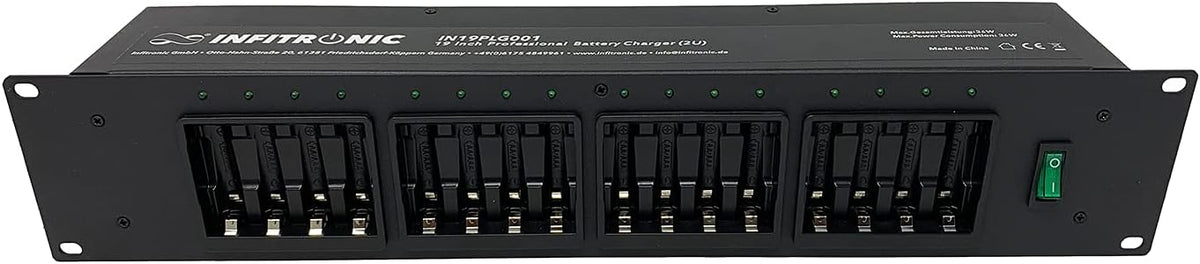Infitronic IN19PLG001 Professionele acculader voor 16 x Ni-MH AA/AAA accu's, 19 inch, 2HE