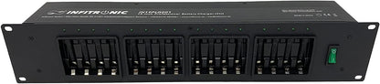 Infitronic IN19PLG001 Professionele acculader voor 16 x Ni-MH AA/AAA accu's, 19 inch, 2HE