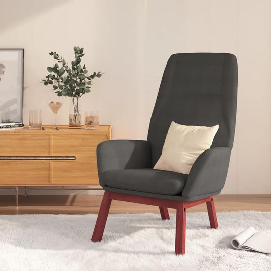 Relaxstoel – Fauteuil – TV-Stoel – Ligstoel – Relaxfauteuil – Donkergrijs Stof – Met Ligfunctie – Metalen Frame & Rubbenhouten Poten
