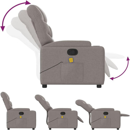 vidaXL Massagestoel verstelbaar stof taupe, zitstoel, armstoel, fauteuil, leunstoel, stoel, televisiefauteuil, tv-stoel, tv-fauteuil, zetel