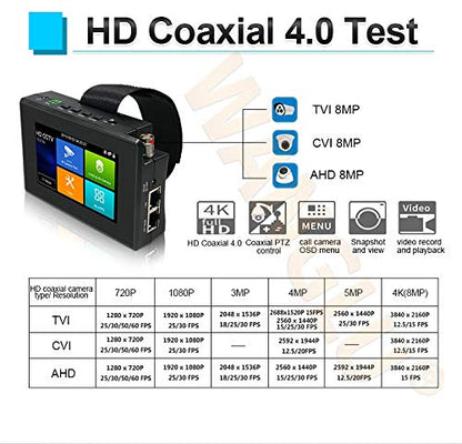 IPC Camera Tester Monitor CCTV IP Camera H.265 4K IP 8MP TVI CVI AHD Analoge 5-in-1 Pols CCTV Test Monitor WIFI