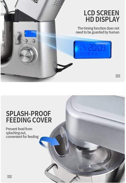 Müller Koch MK-6043 Roerapparaat, 10 liter, 6 snelheden, impulsregeling, led-display, K-schep, deeghaak, handmixer + bakschaal