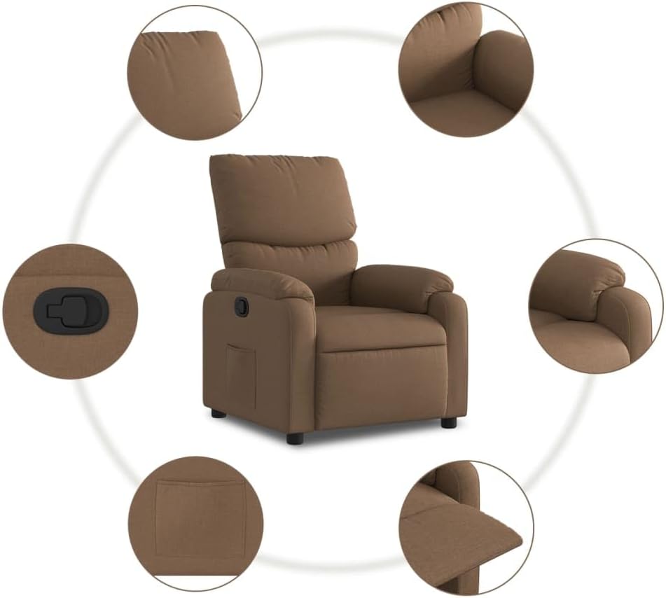 vidaXL Armchair adjustable fabric brown,recliner chair,recliner chair,armchair,recliner chair,lazy chair,tv chair,stand chair,recliner chair