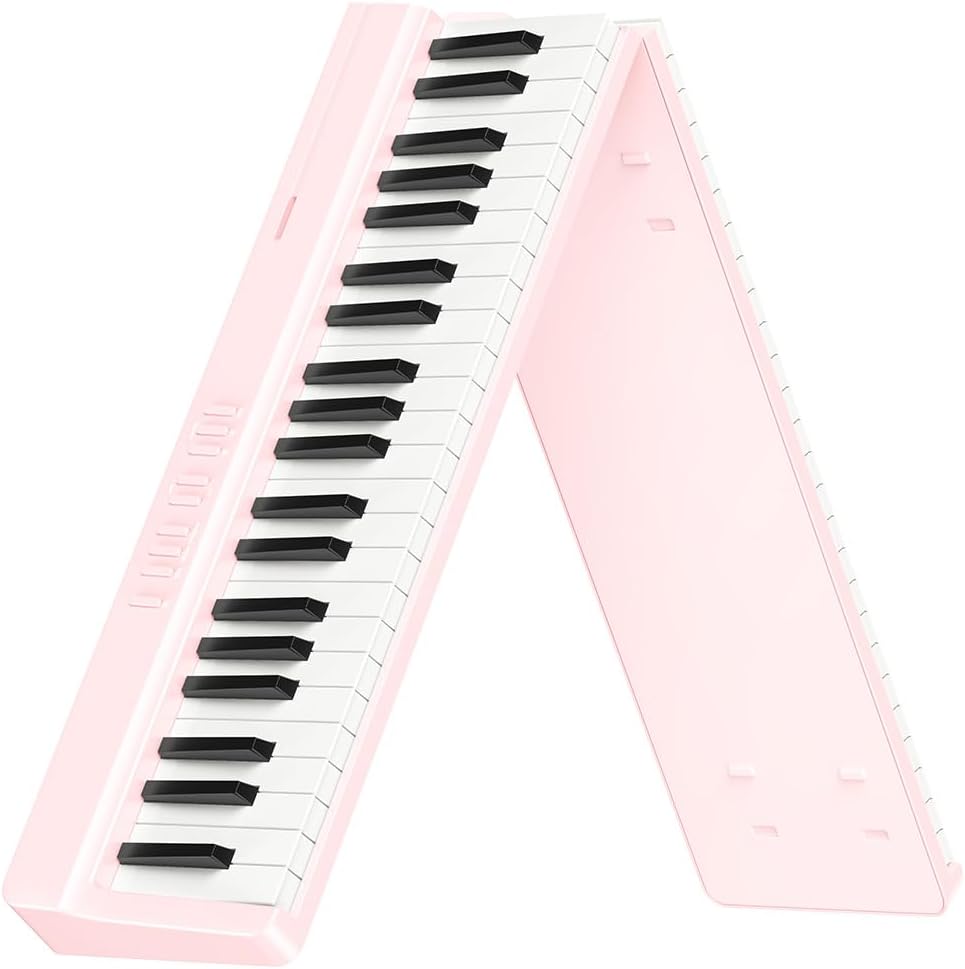 E-piano 88 toetsen – Keyboard Piano – Digitale Piano – Elektrische Piano – Opvouwbare Piano – Roze – Opvouwbaar Ontwerp – Bluetooth En Opnamefunctie