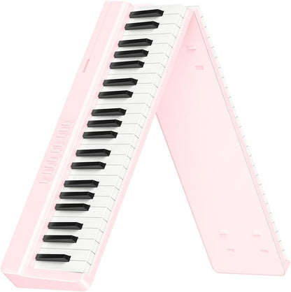 E-piano 88 toetsen – Keyboard Piano – Digitale Piano – Elektrische Piano – Opvouwbare Piano – Roze – Opvouwbaar Ontwerp – Bluetooth En Opnamefunctie