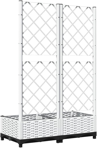 Gecheer Garden Box with Trellis White 80x40x121.5cm PP - QUORE