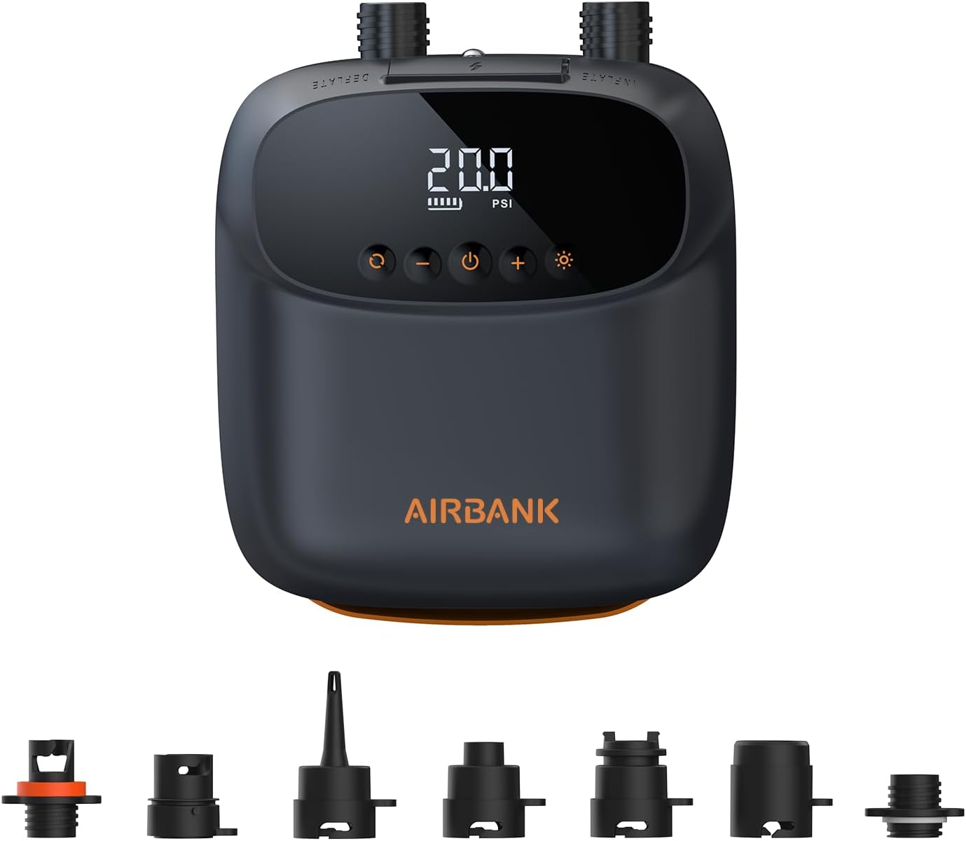 AIRBANK Paddle Board-pomp Elektrisch 20PSI The Puffer Pro, draagbare SUP-pomp, tweetraps inflatie en automatische uitschakeling luchtpomp voor kajak, opblaasboten, boten, tent, matras, vliegervleugels