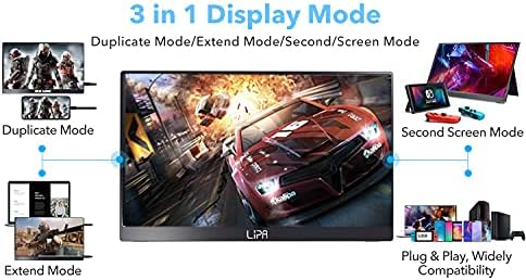 Lipa HDR-60 portable monitor Full HD 17.3" / 144Hz/Portable screen/HDMI/2x USB C/With case and kickstand/Also for consoles/Easy to carry / 1920 x 1080 pixels/Dual Speakers - QUORE