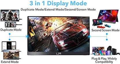 Lipa HDR-60 portable monitor Full HD 17.3" / 144Hz/Portable screen/HDMI/2x USB C/With case and kickstand/Also for consoles/Easy to carry / 1920 x 1080 pixels/Dual Speakers - QUORE