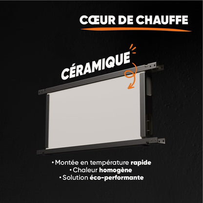 BESTHERM - 1500 W plug & play keramische droge inertie vaste elektrische radiator met Bestherm DIANE aanwezigheidsmelder horizontaal wit
