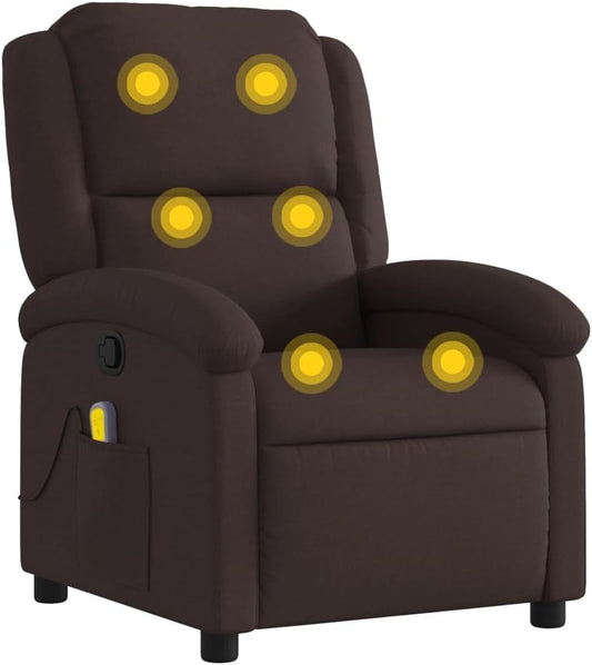 vidaXL Massage Chair Adjustable Fabric Dark Brown